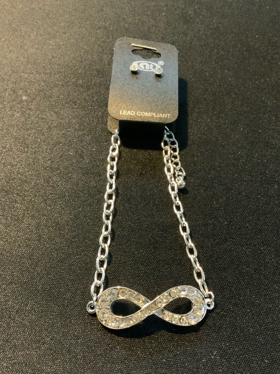 Jewelry - Silver Infinity Pendant Necklace and Earrings with Clear Crystals